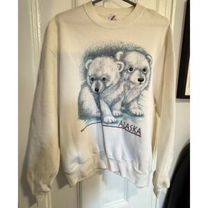 Vintage Jerzees Alaska Sweatshirt Made In USA Large White